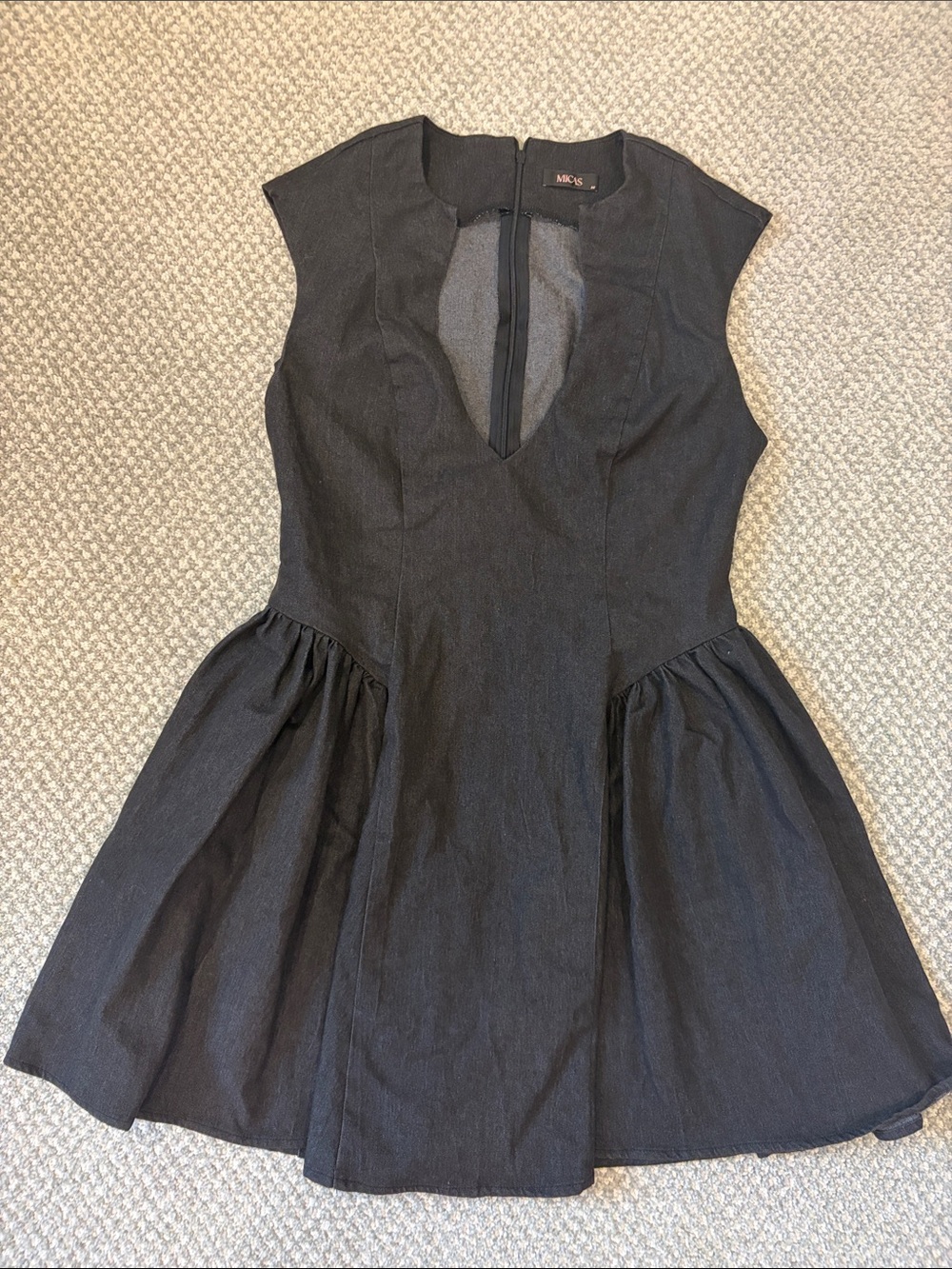 MICA Black Cap-Sleeve Mini Dress